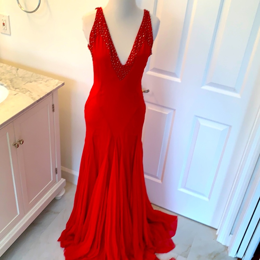MaxAzria Red Beaded Dress